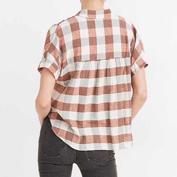 Madewell Linen-Blend Hilltop Shirt in Gingham Check - Size Small - NWOT - Picture 2 of 4